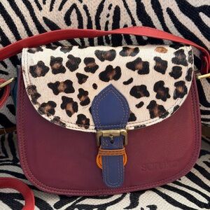 Soruka Burgundy and Leopard Crossbody Bag